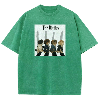 The Meowles - Abbey Paw Washed T-shirt