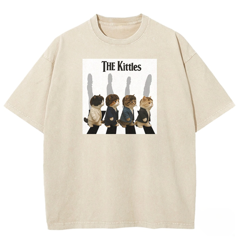 The Meowles - Abbey Paw Washed T-shirt
