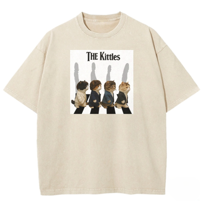 The Meowles - Abbey Paw Washed T-shirt