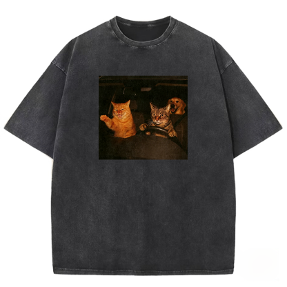 Road Rage Kitties Washed T-shirt