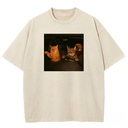 Road Rage Kitties Washed T-shirt