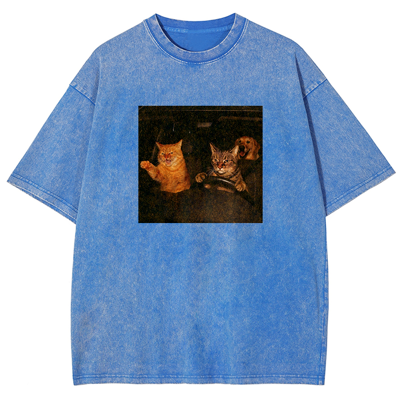 Road Rage Kitties Washed T-shirt