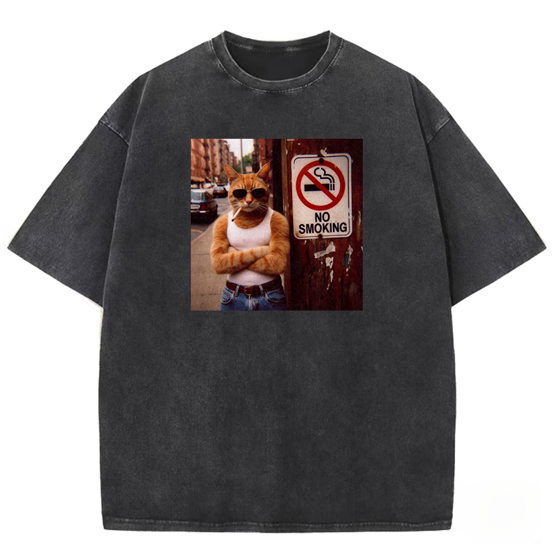 Cool Cat No Smoking Washed T-shirt