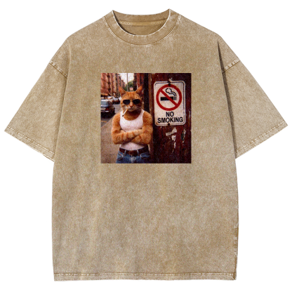 Cool Cat No Smoking Washed T-shirt