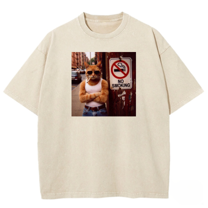 Cool Cat No Smoking Washed T-shirt
