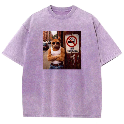 Cool Cat No Smoking Washed T-shirt