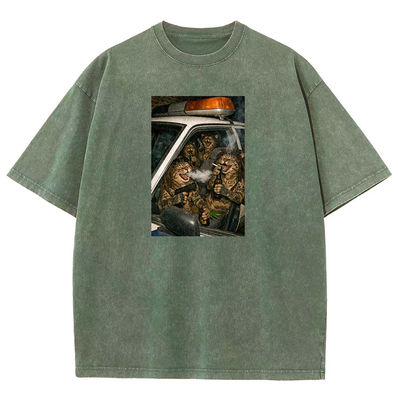 Bad Kitty Patrol Washed T-shirt