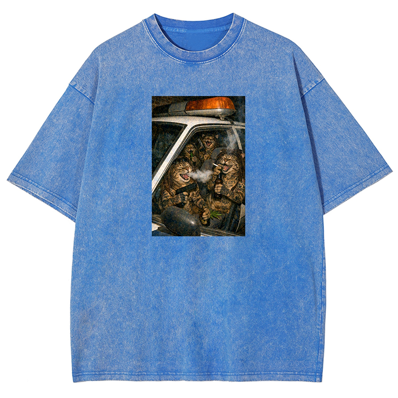 Bad Kitty Patrol Washed T-shirt