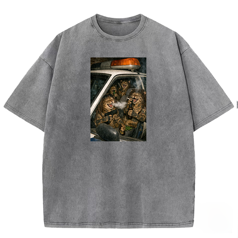 Bad Kitty Patrol Washed T-shirt