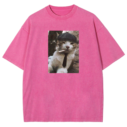 Smoking Gentleman Washed T-shirt