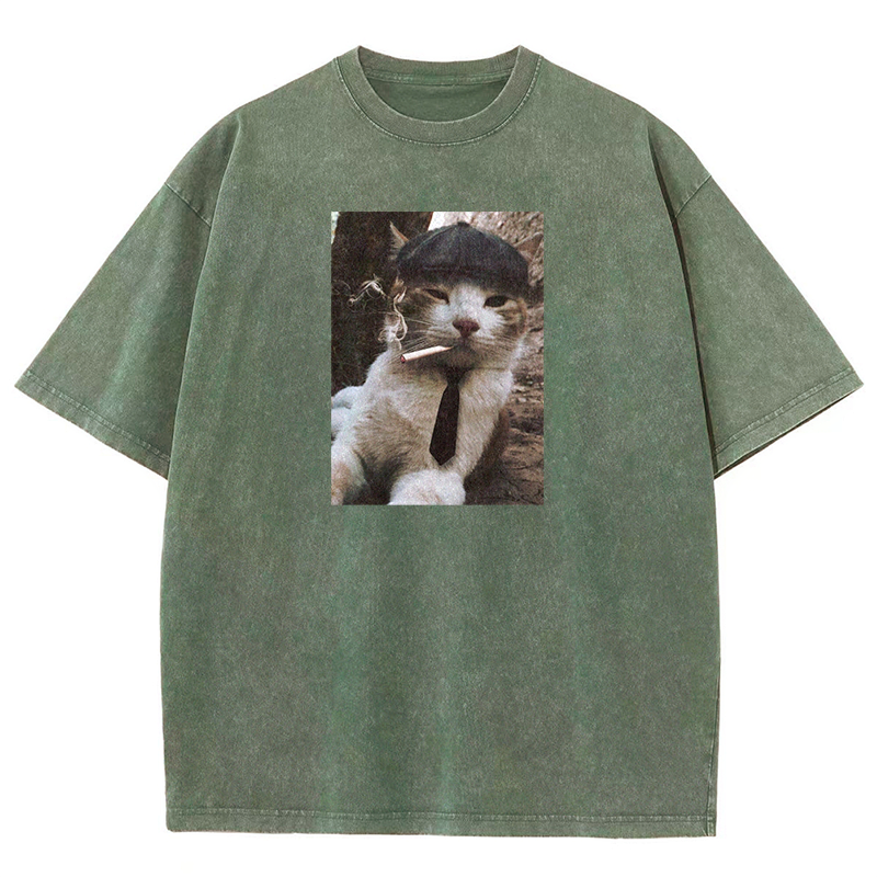 Smoking Gentleman Washed T-shirt