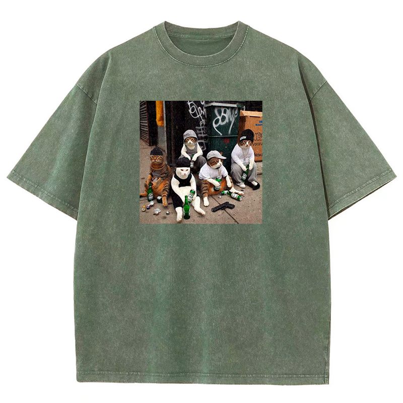 Street Gang Kitties Washed T-shirt