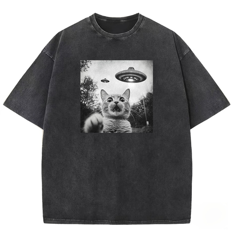 Alien Encounter Cat Washed T-shirt