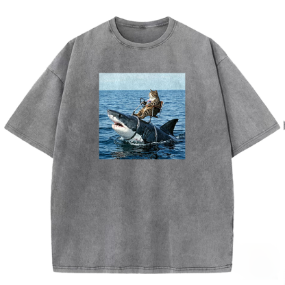 Shark Taxi Driver Washed T-shirt