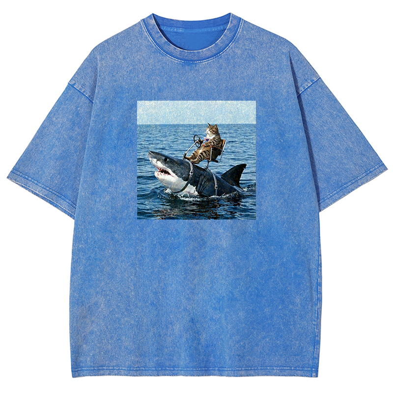 Shark Taxi Driver Washed T-shirt