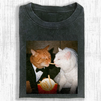 McWedding Meows Washed T-shirt