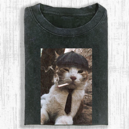 Smoking Gentleman Washed T-shirt