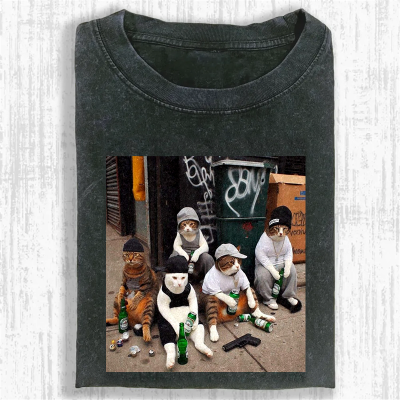 Street Gang Kitties Washed T-shirt