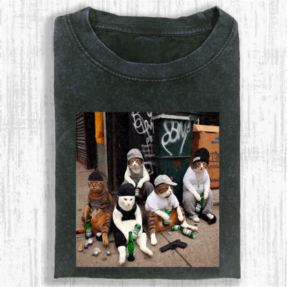 Street Gang Kitties Washed T-shirt