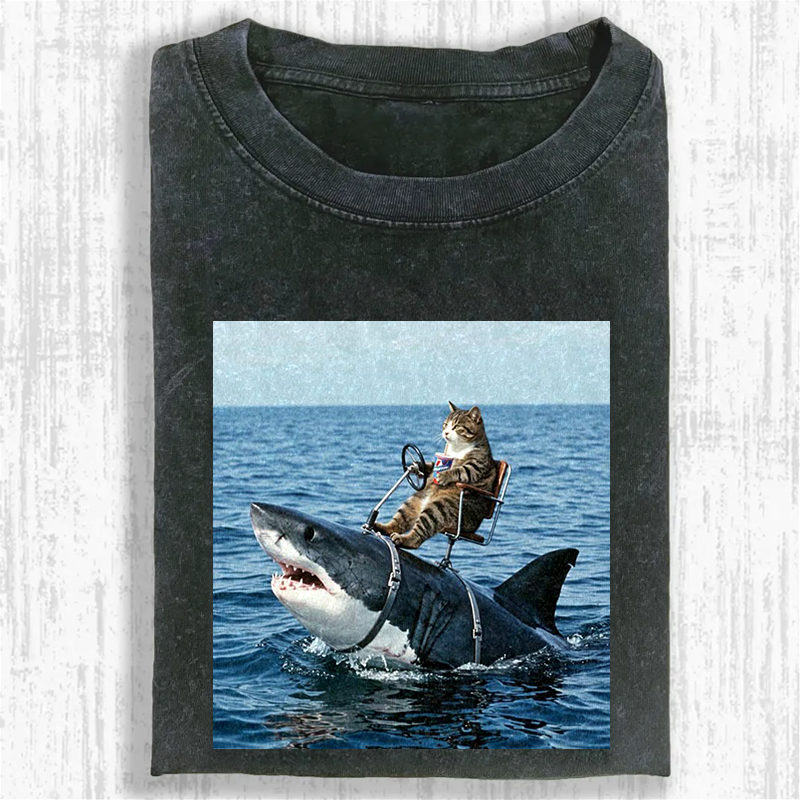 Shark Taxi Driver Washed T-shirt