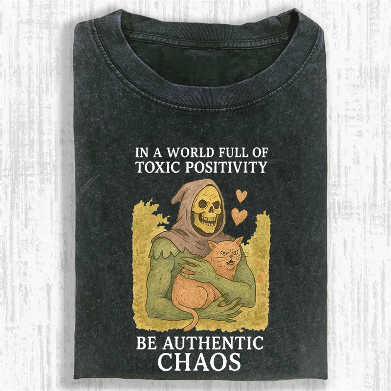 Toxic Positivity Cat Washed T-shirt