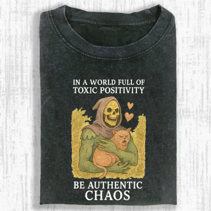 Toxic Positivity Cat Washed T-shirt