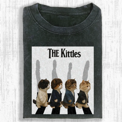The Meowles - Abbey Paw Washed T-shirt