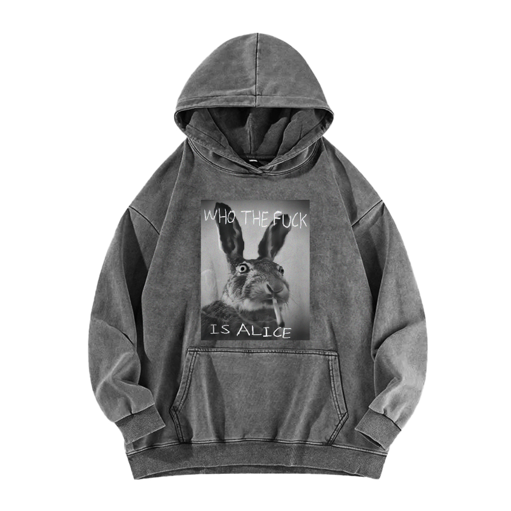 Who The Fck ls Alice Washed Hoodie
