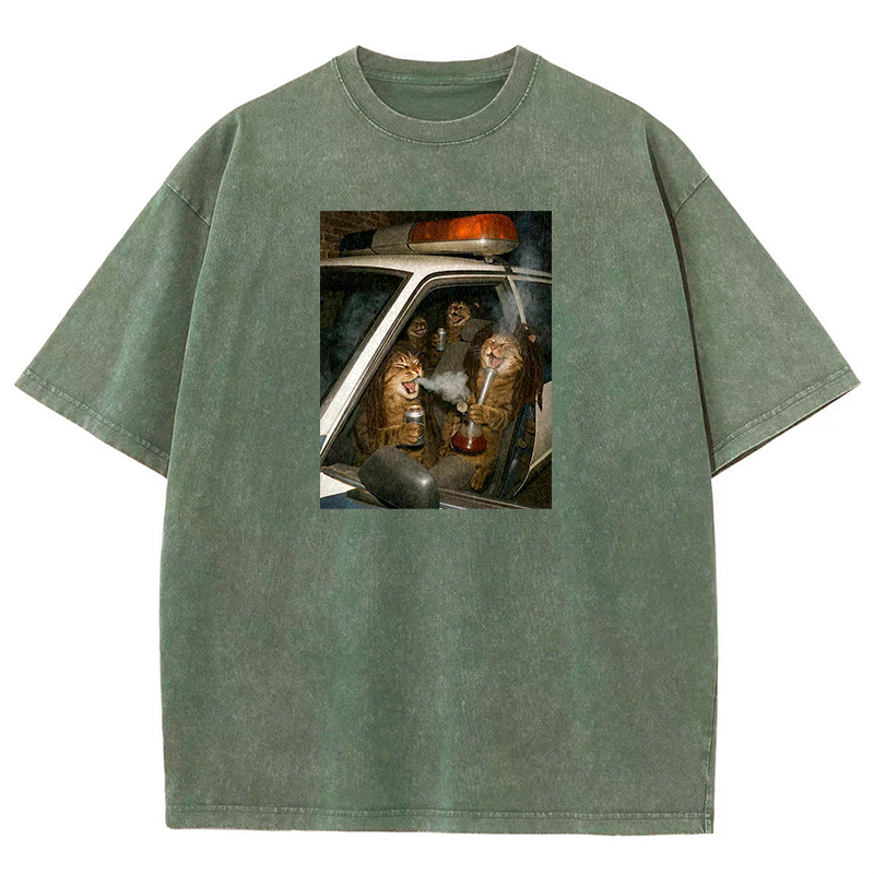 Party Patrol Cats Washed T-shirt