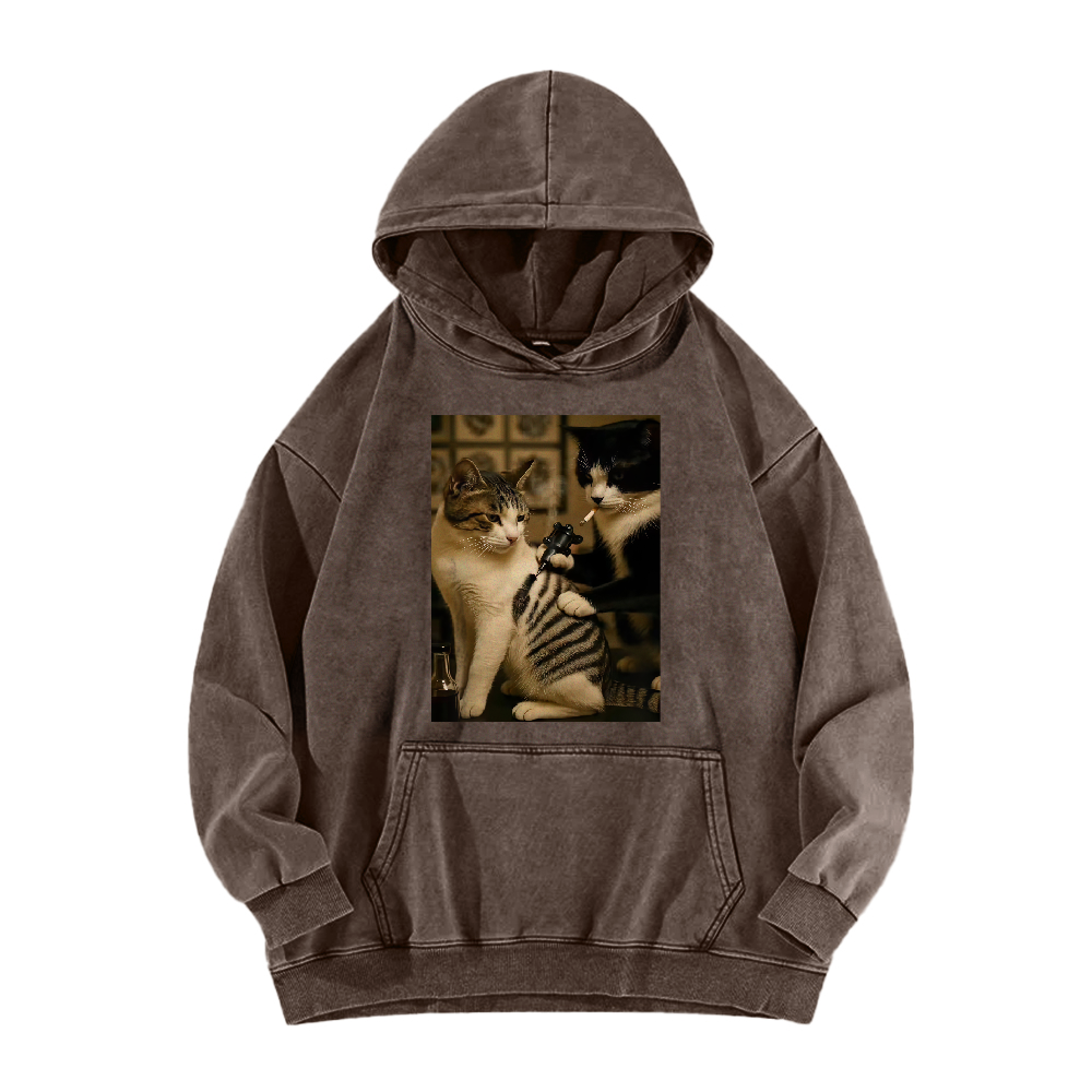 Wacky cats  Washed Hoodie