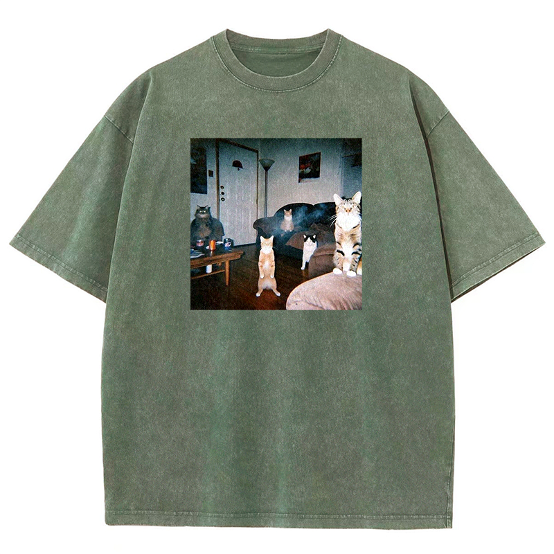 Midnight Moggy Meetup Washed T-shirt