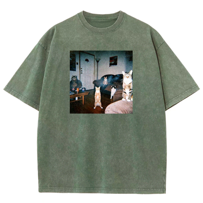 Midnight Moggy Meetup Washed T-shirt