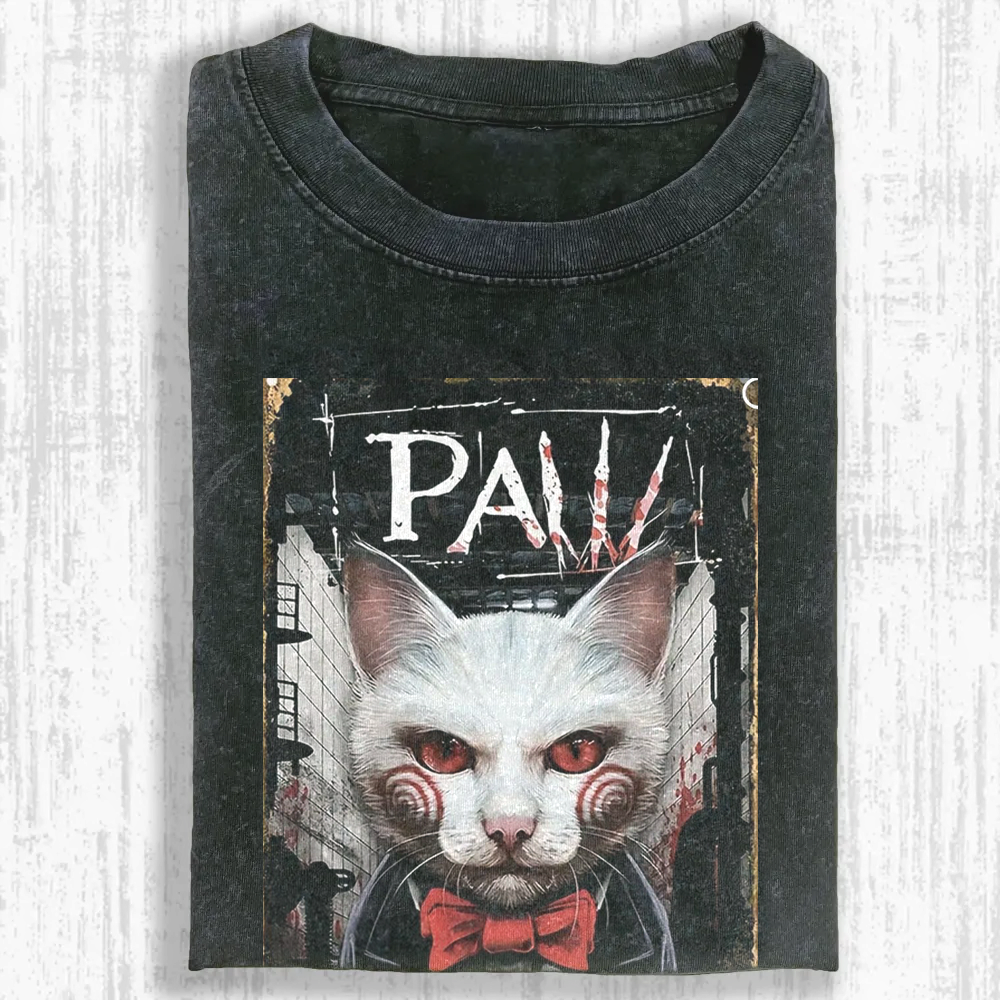 Horror Cat "PAW" Washed T-shirt