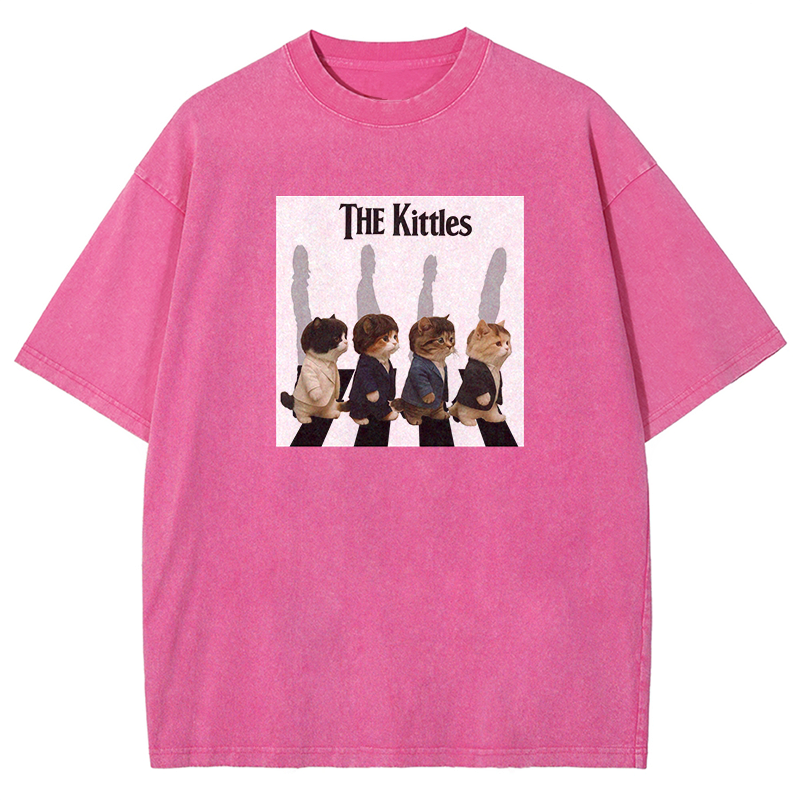 The Meowles - Abbey Paw Washed T-shirt