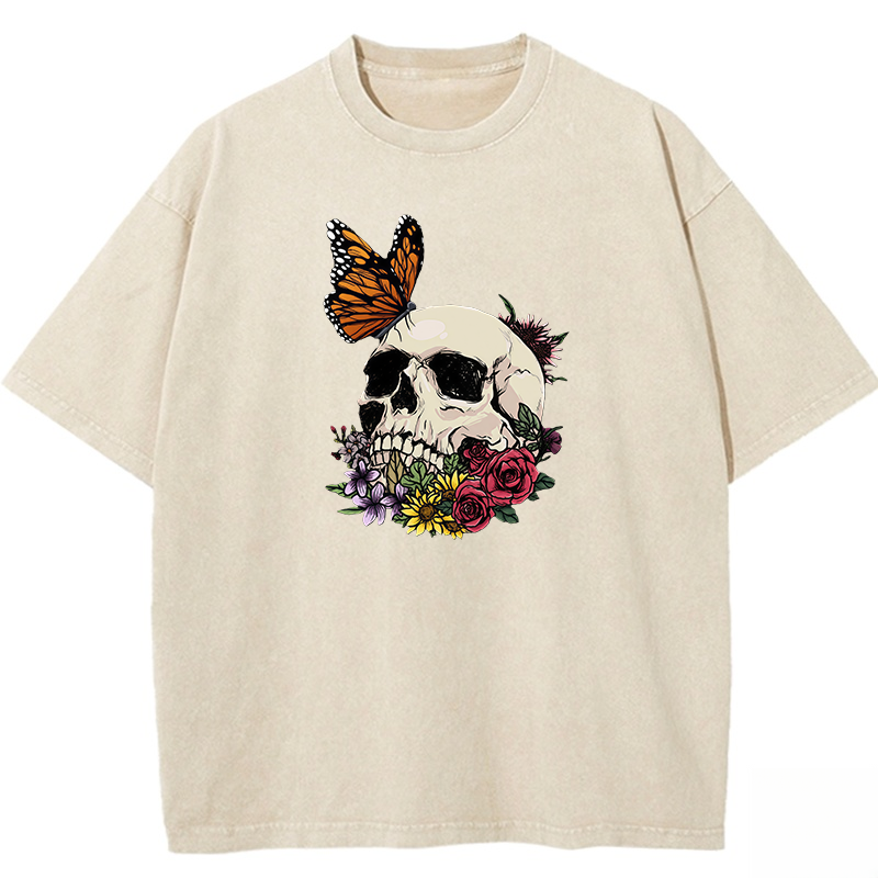 Skull Butterfly Washed T-shirt