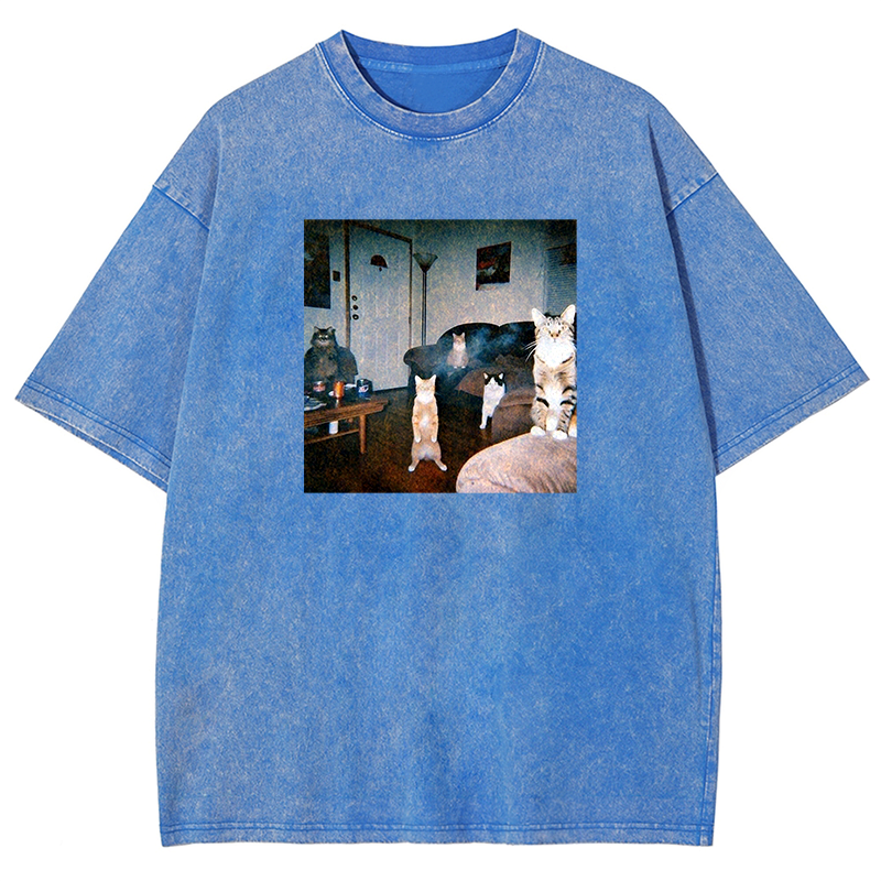 Midnight Moggy Meetup Washed T-shirt