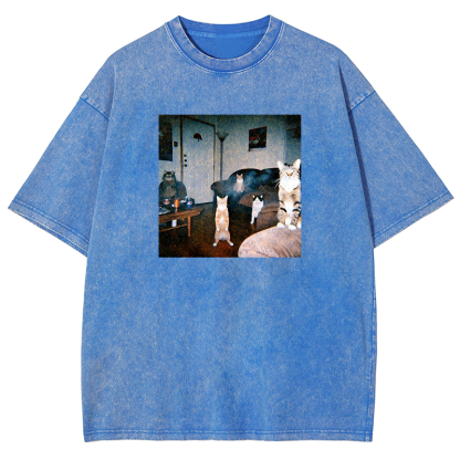 Midnight Moggy Meetup Washed T-shirt