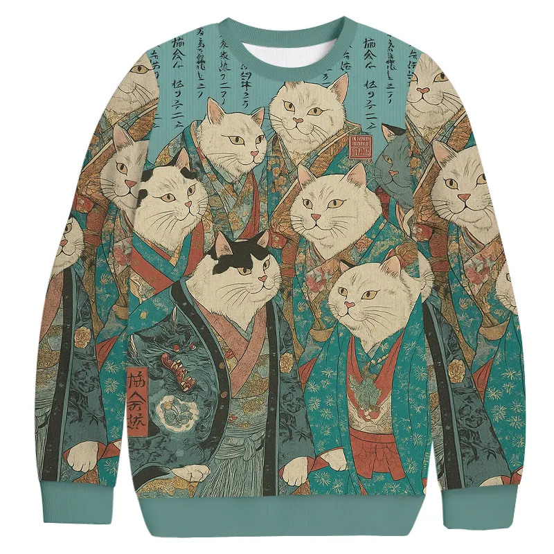Ukiyo-e Cat Nobles Ugly Sweatshirt