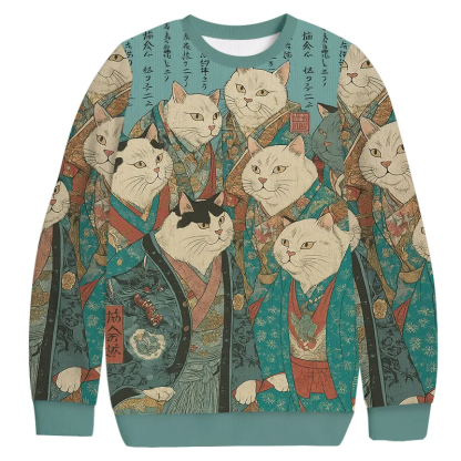Ukiyo-e Cat Nobles Ugly Sweatshirt
