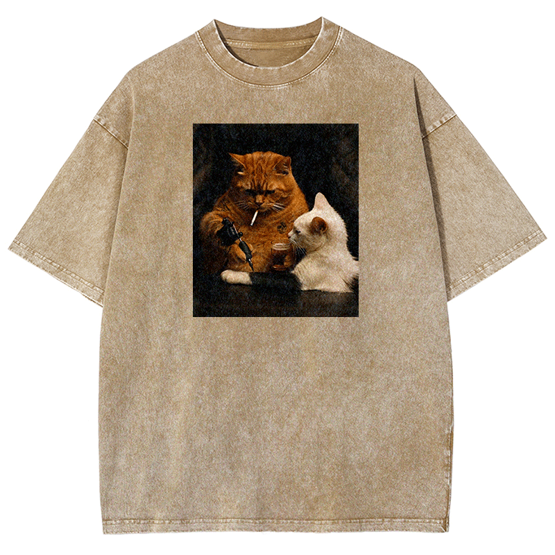 Tattoo Kitty Washed T-shirt