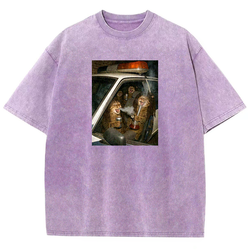 Party Patrol Cats Washed T-shirt