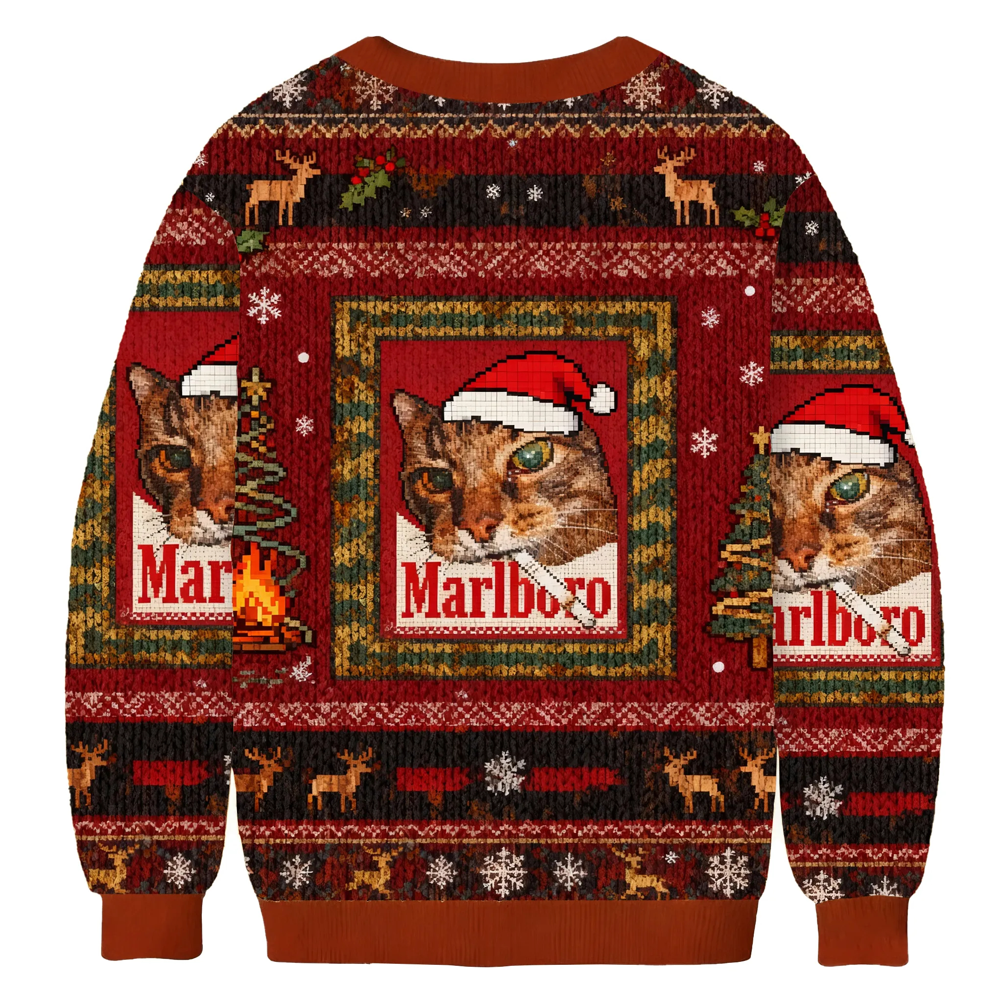 Baddiecat Funny Smoking Cat Meme Ugly Christmas Sweatshirt