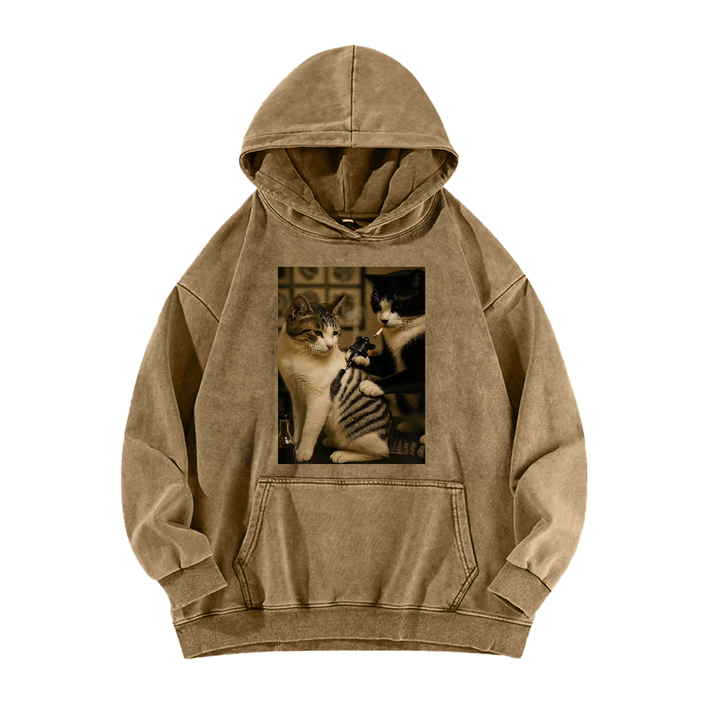 Wacky cats  Washed Hoodie