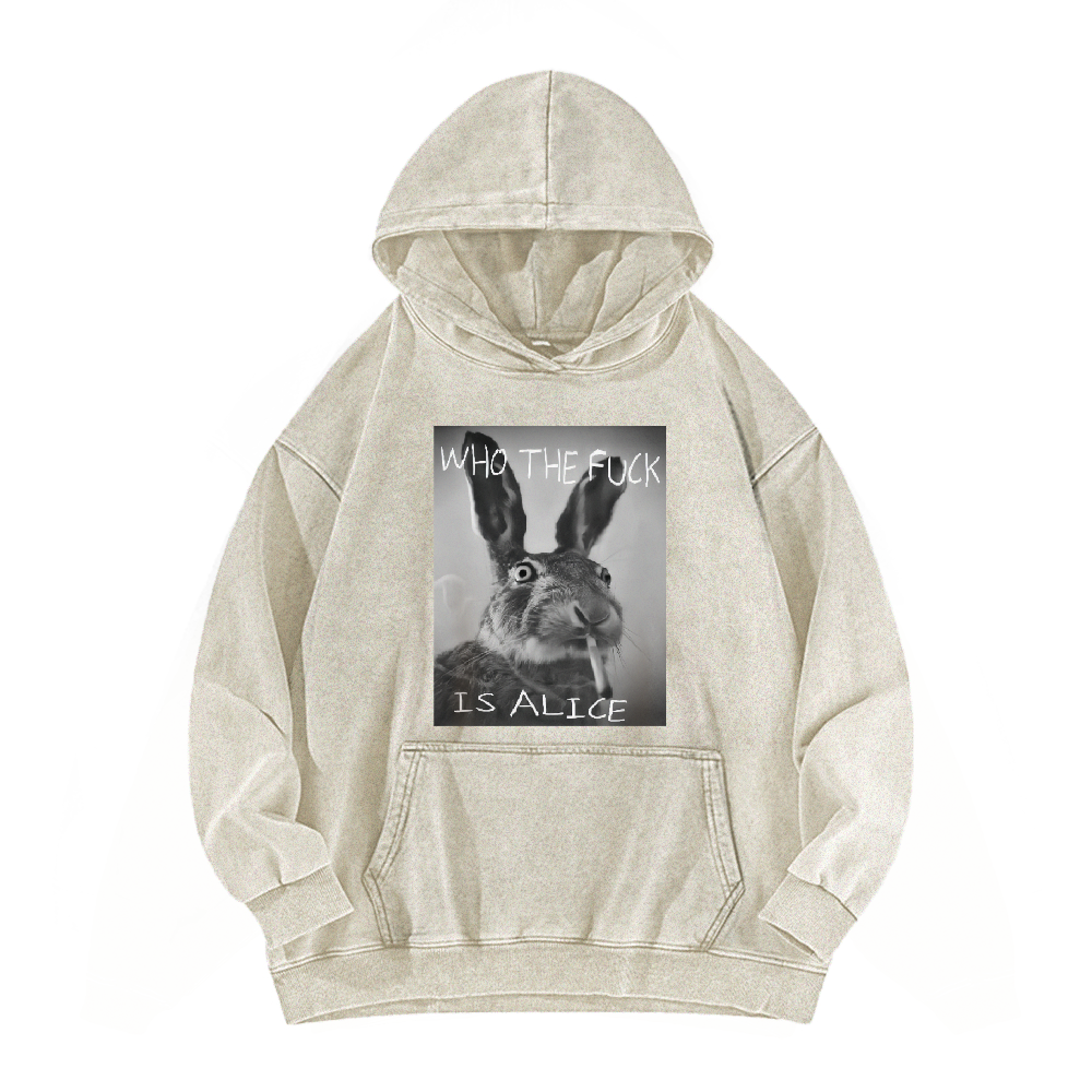 Who The Fck ls Alice Washed Hoodie