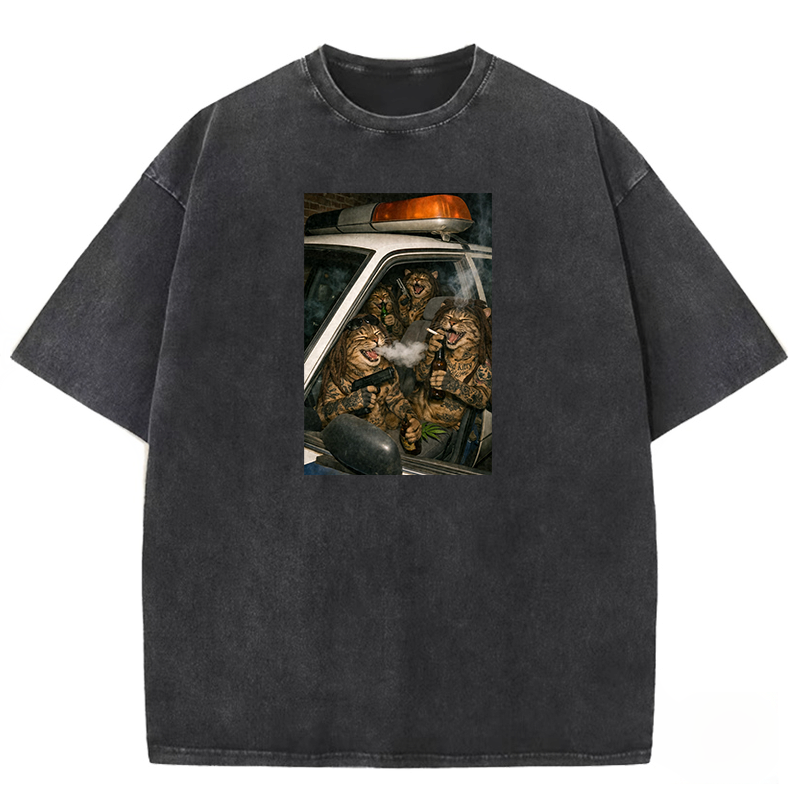 Bad Kitty Patrol Washed T-shirt