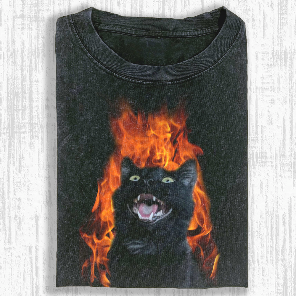Rebellious cat Washed T-shirt