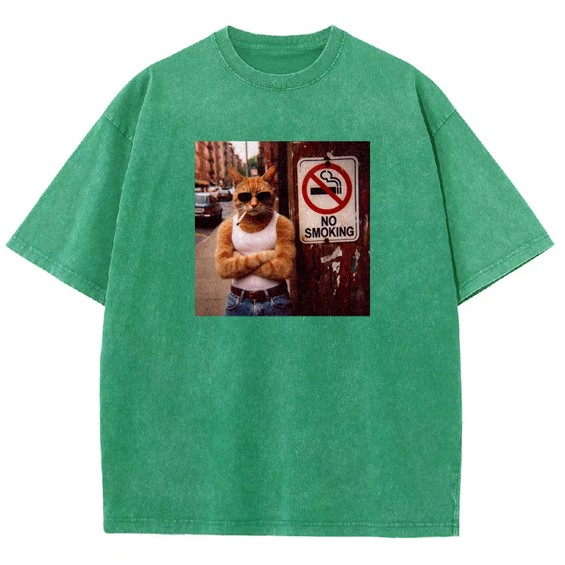 Cool Cat No Smoking Washed T-shirt