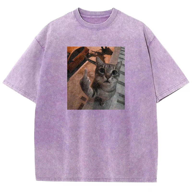 Middle Finger Moggie Washed T-shirt