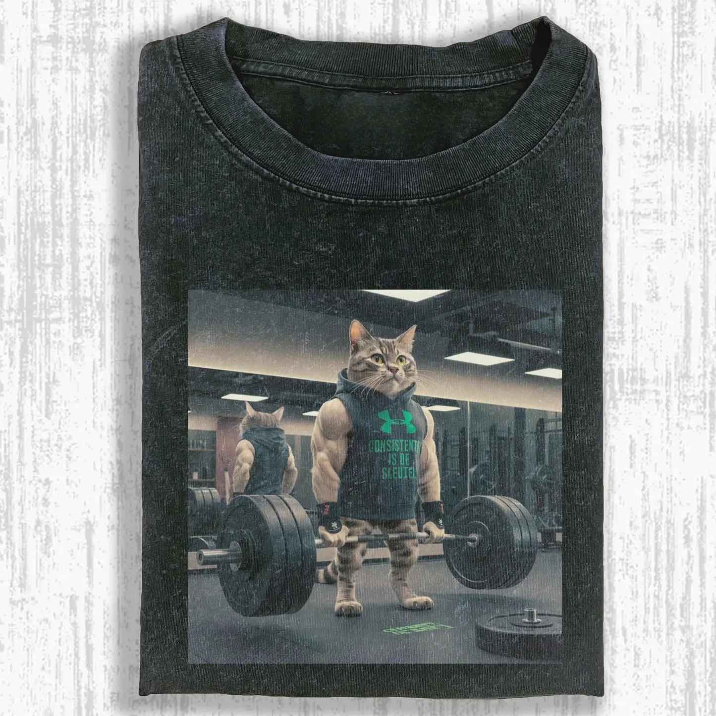 Gym cat Washed T-shirt