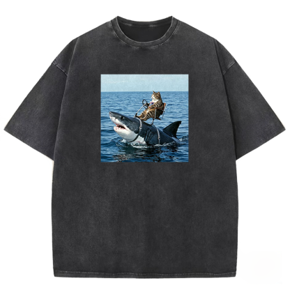 Shark Taxi Driver Washed T-shirt